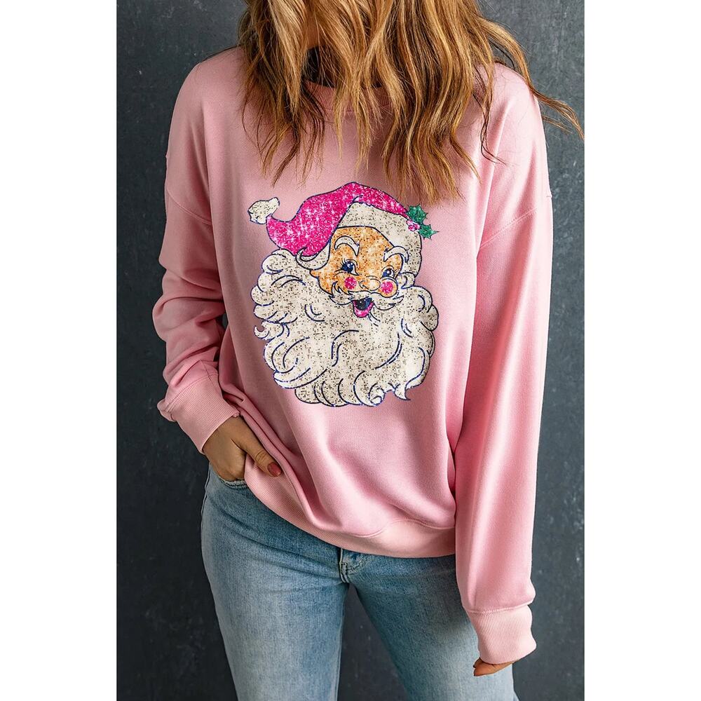 Santa Round Neck Long Sleeve Sweatshirt